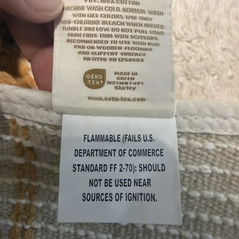 Threshold Bath Rug Modern Tufted Cream/Yellow Stripe 100% Cotton 20”x 30” NEW - Picture 10 of 11